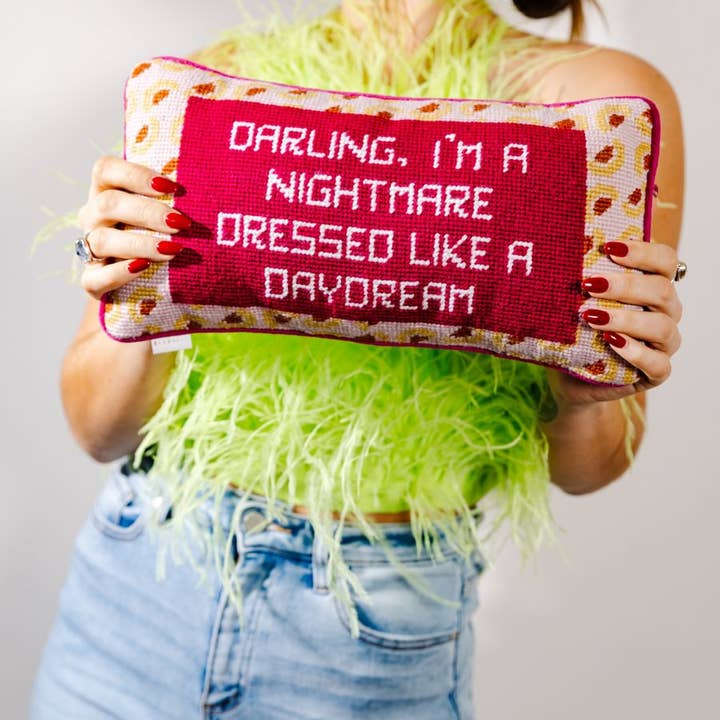 Furbish Studio - Wholesale Throw/Decorative Pillow - Dressed Like A Daydream Needlepoint Pillow