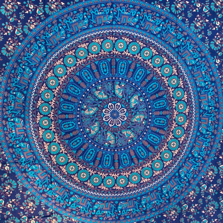 Lungta Imports - Wholesale Tapestry/Textile - Elephant Mandala Tapestry Wall Decor Beach Throw 80”X50”10