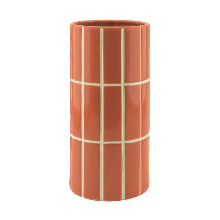 Orange tile vase D10.5 H23cm for wholesale by Opjet Paris