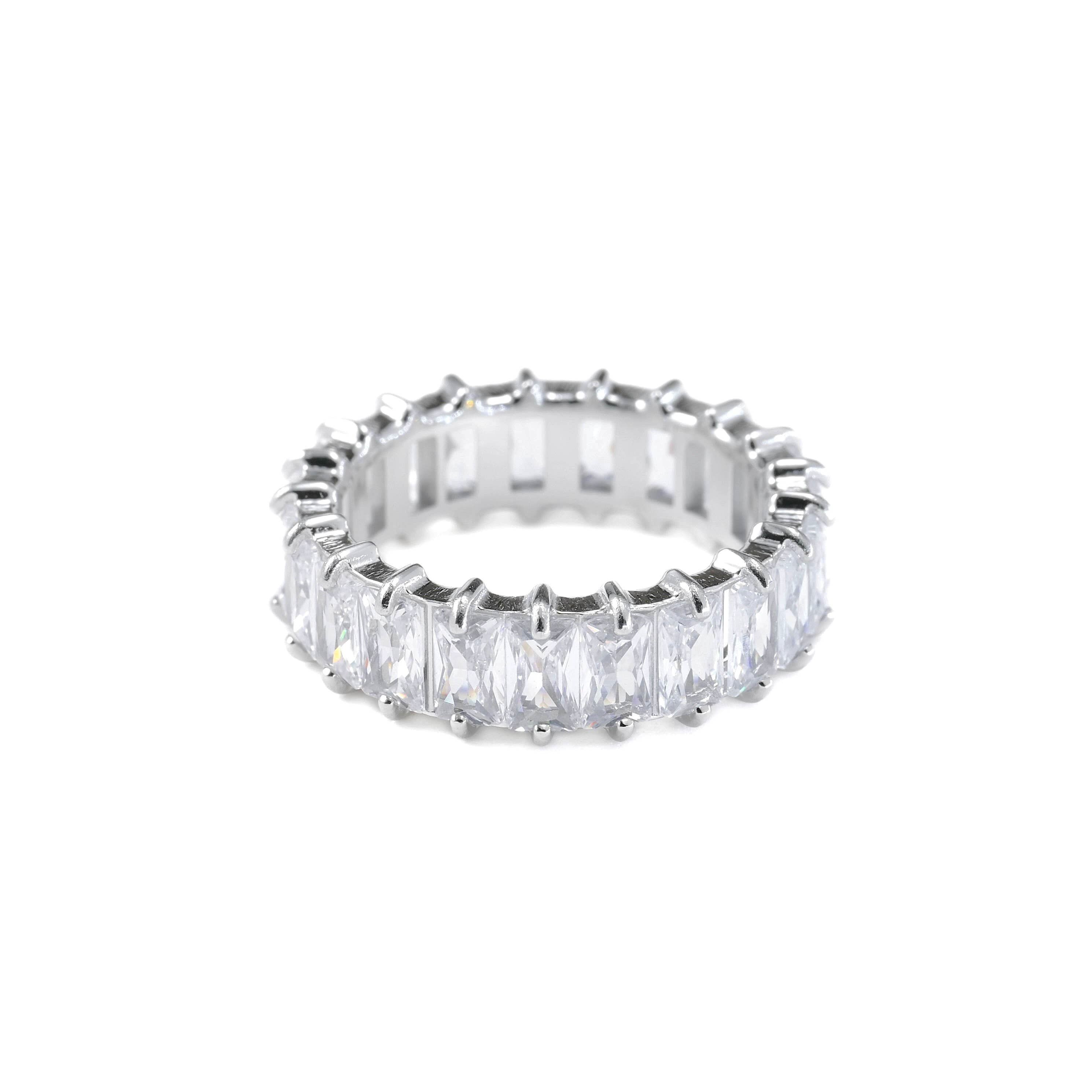 Blueyejewelry - Wholesale Multi-Stone Ring - Baguette Diamond Ring - Wide Baguette-cut CZ Ring 4
