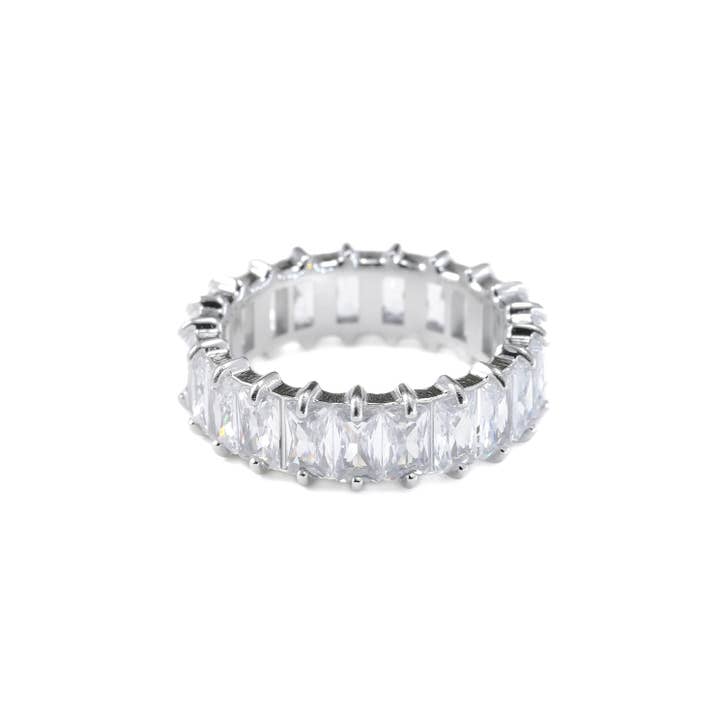 Blueyejewelry - Wholesale Multi-Stone Ring - Baguette Diamond Ring - Wide Baguette-cut CZ Ring 4