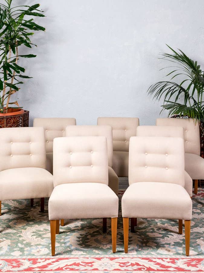 Set of 4 vintage design linen chairs for wholesale by Antique Arte y Decoración