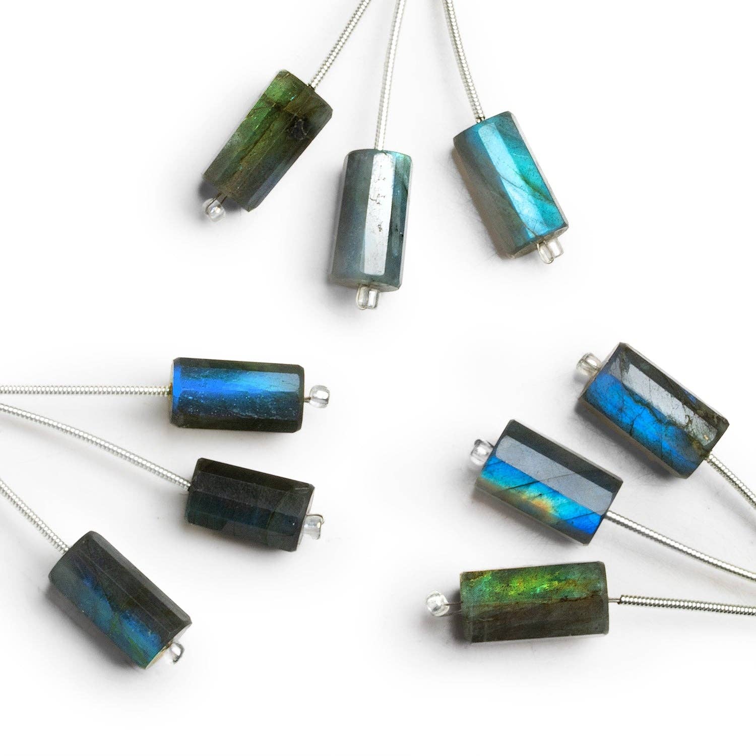 The Bead Traders - Wholesale Beads - 13x7mm Labradorite Faceted Tube Focals 3 Beads0