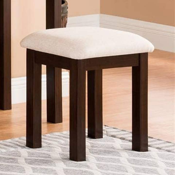 Espresso Transitional Vanity Set with Mirror, Stool (Espresso) for wholesale on Faire