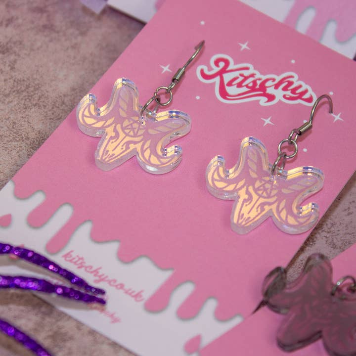 Kitschy - Wholesale Dangle Earrings - Darkness Baphomet Earrings Halloween Laser Cut Acrylic6