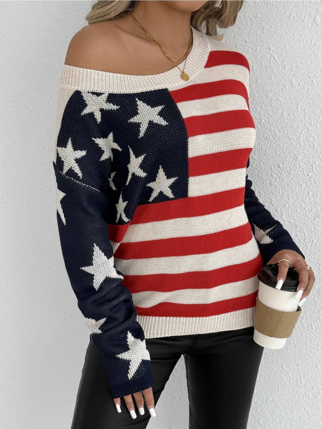 Serenity Collective - Wholesale Knit Sweater - Women's - USA Flag Sweater0