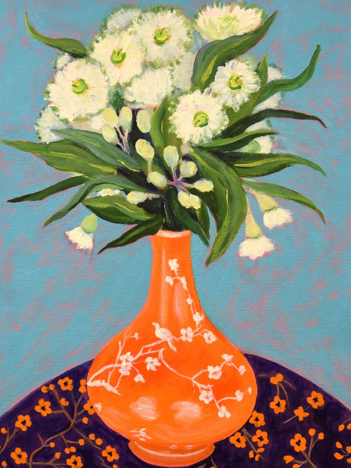 GUM BLOSSOMS AND VASE for wholesale by spirit publishing pty ltd