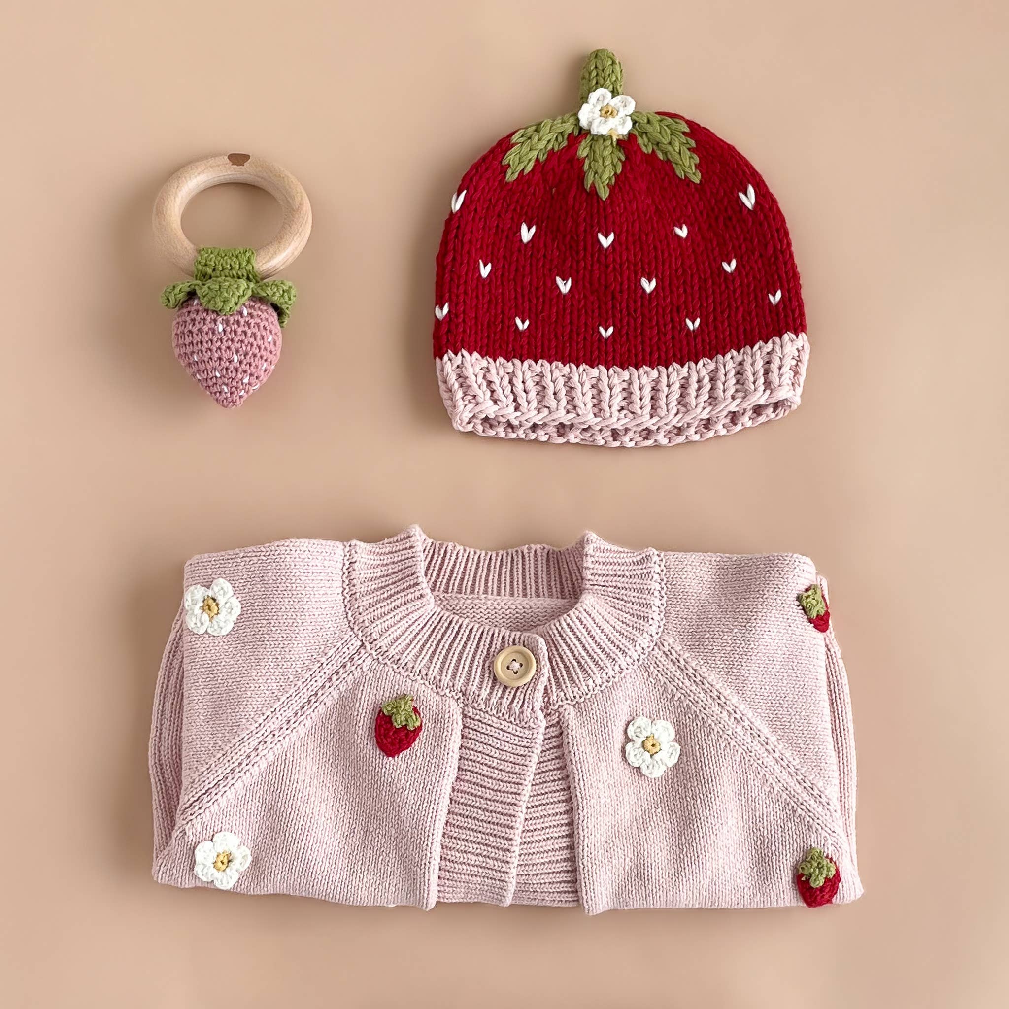 The Blueberry Hill - Wholesale Cardigan - Baby - Cotton Strawberry Flower Cardigan Blush Baby Sweater Clothes9