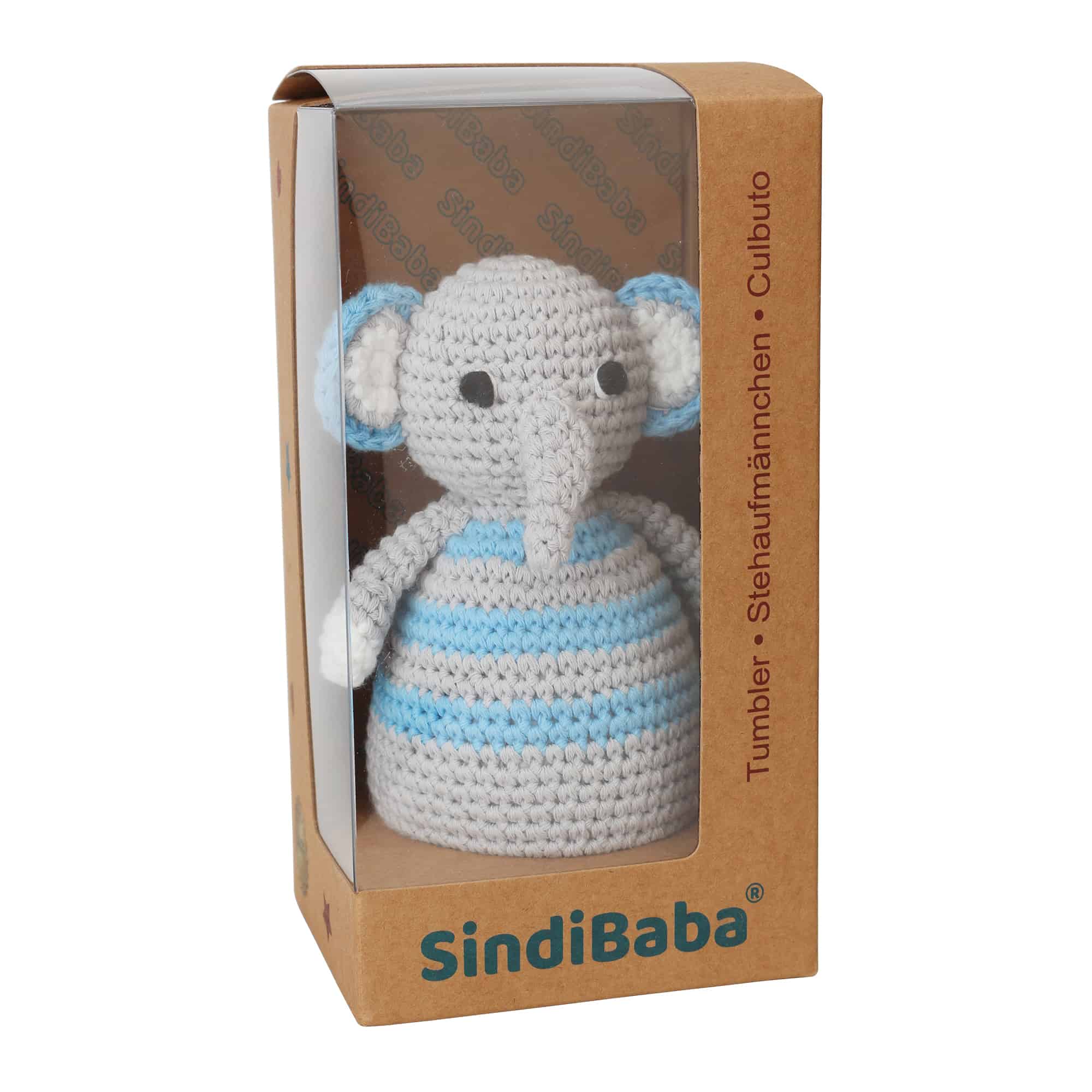 SindiBaba - Wholesale Klassiek speelgoed - Kinderen - gehaakte opstaande olifant JUMBO in blauw3