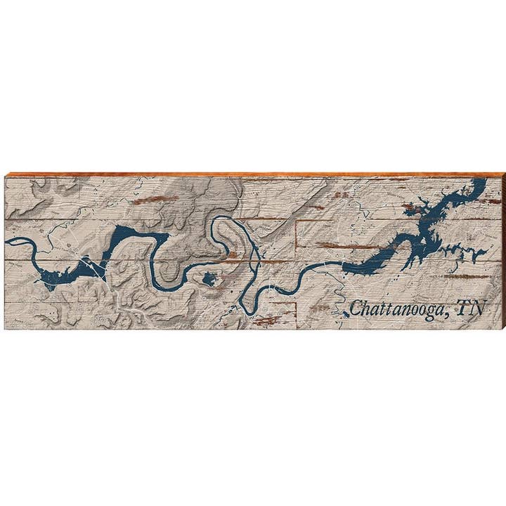 Panneau en bois avec carte de Chattanooga, Tennessee | Impression murale sur bois véritable pour la vente par Mill Wood Art