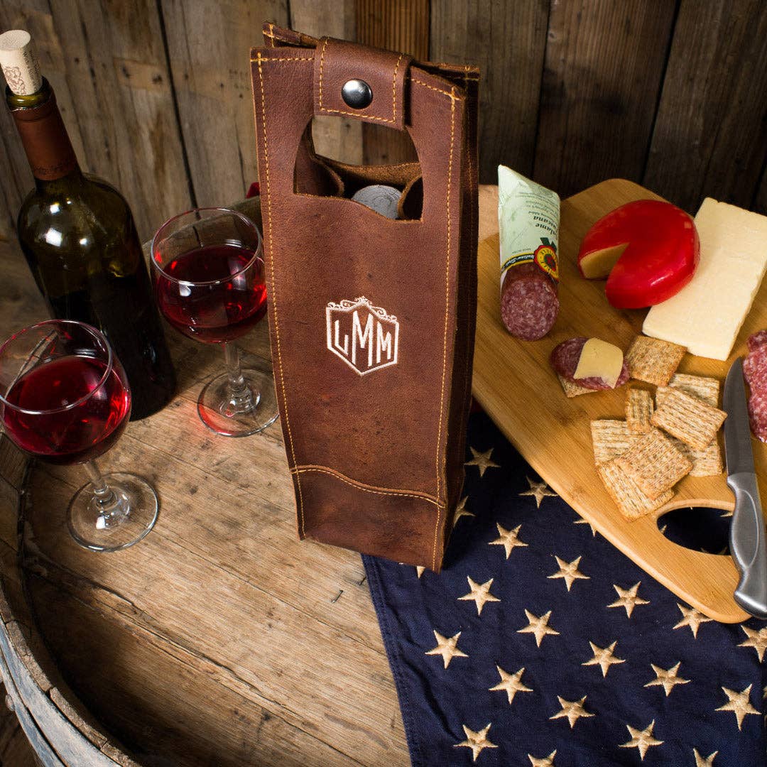 Lifetime Leather Co - Wholesale Wine Tote - Handmade American Full Grain Leather Wine Tote15