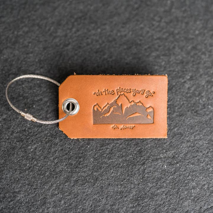 Oh the Places You'll Go Leather Luggage Tag for wholesale by Ox & Pine