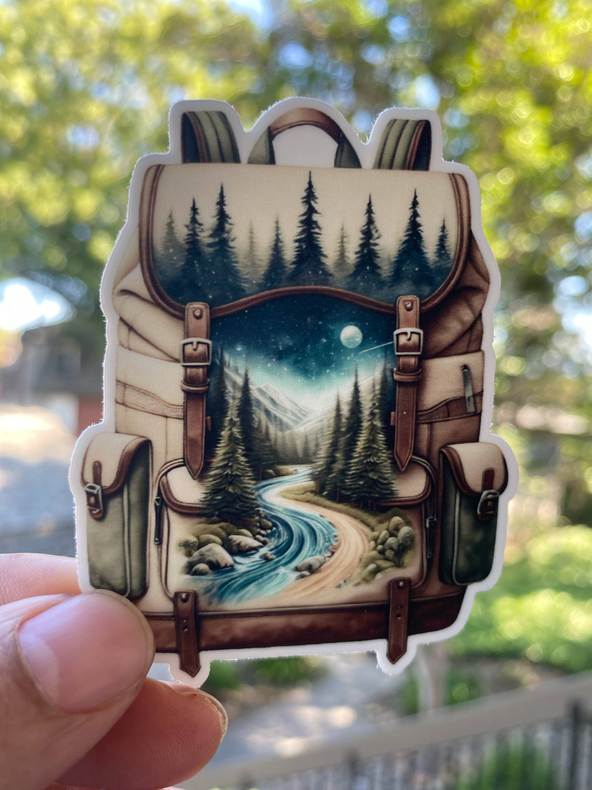 PiggyPrintStickers - Wholesale Sticker - Hiking Sticker | River & Mountain Scene | Travel Decal3