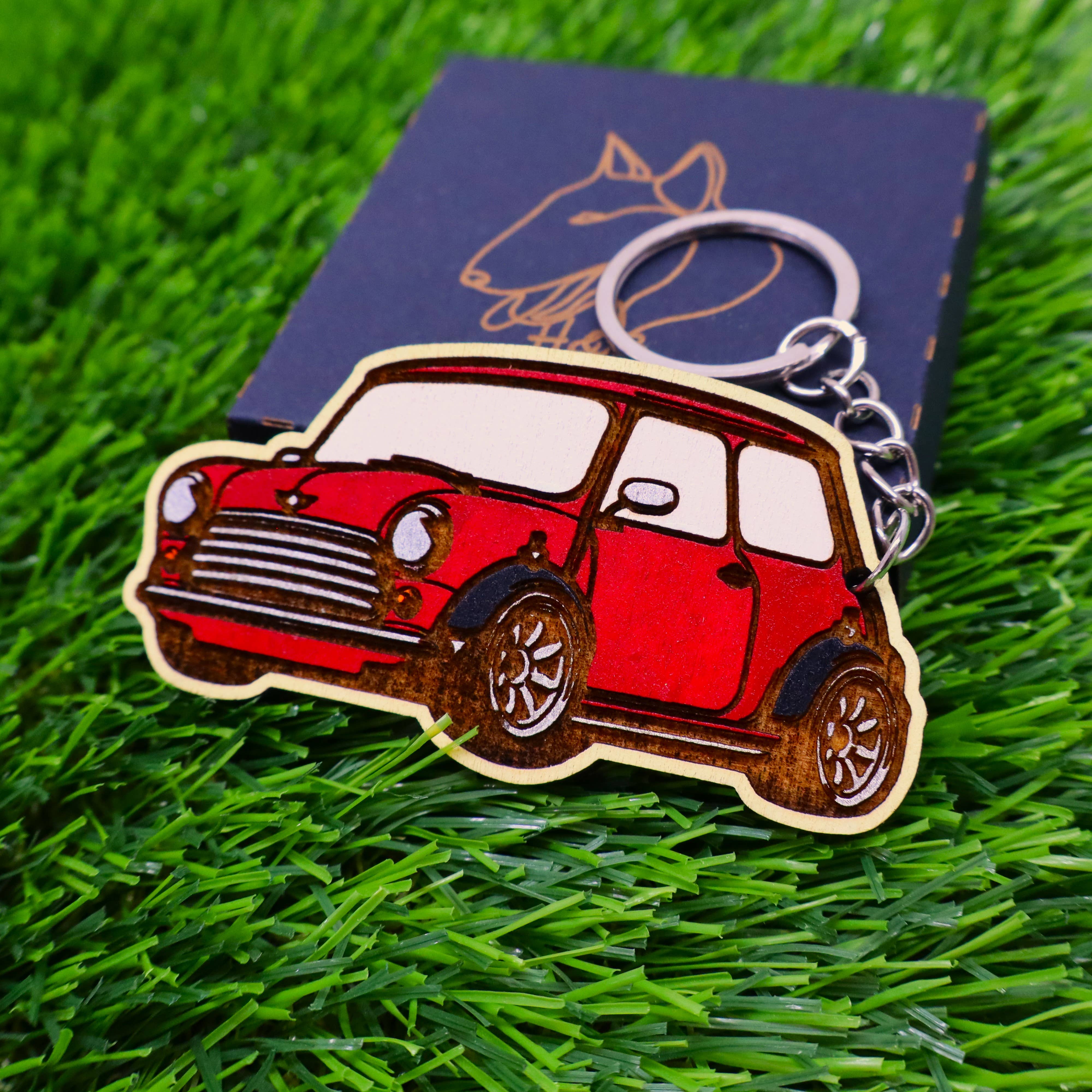 Herbs&Belles - Wholesale Keychain - Unisex - Vintage Car Wooden Colorful Keychain, Classic Automobile12