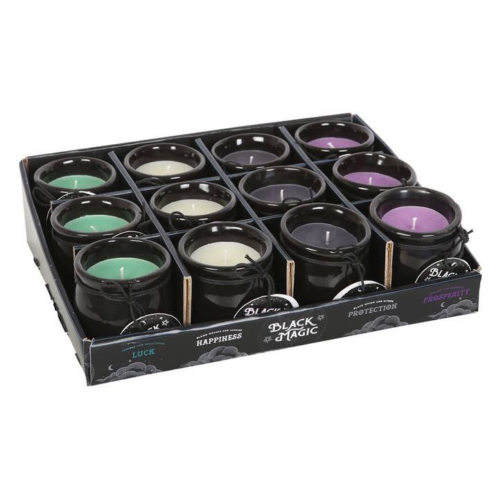 Something Different Wholesale - Wholesale Jar/Filled Candle - Set of 12 Gothic Halloween Cauldron Candles in Display