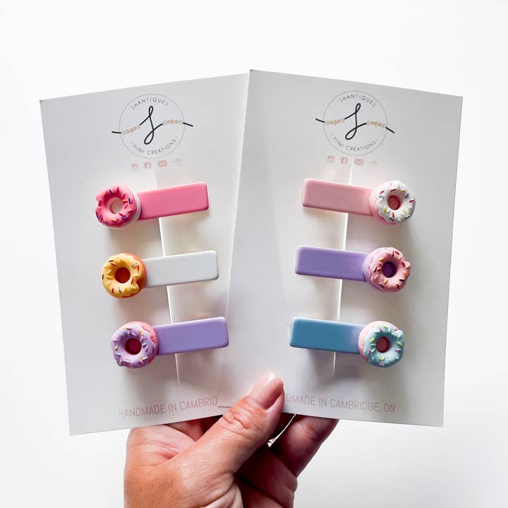 Trio Alligator Clip Sets - Donuts for wholesale by Shantiques Mini Creations