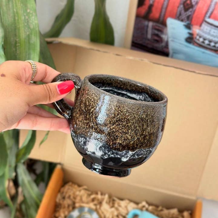 High crafty – wholesale Drinking glass/cup – Handmade Turquoise Ceramic Glasses – Moroccan Wheel-Shaped E2