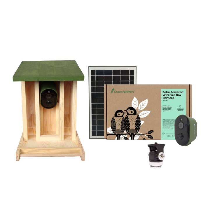 Green Feathers - Wholesale Bird Feeder - Solar Powered WiFi Camera Wooden Bird Feeder Kit5