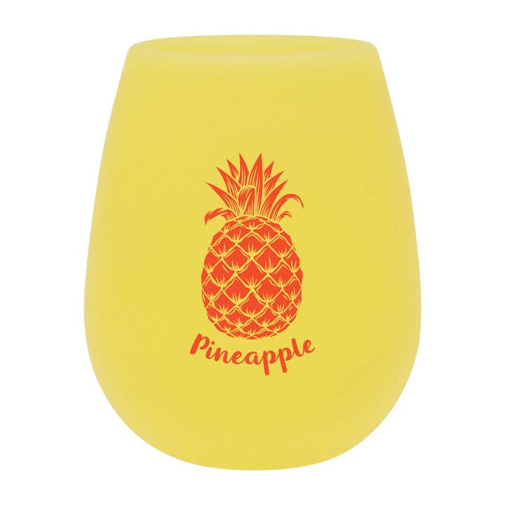 4-Piece Pineapple 12 oz. Silicone Stemless Wine Glass for wholesale by Supreme Housewares