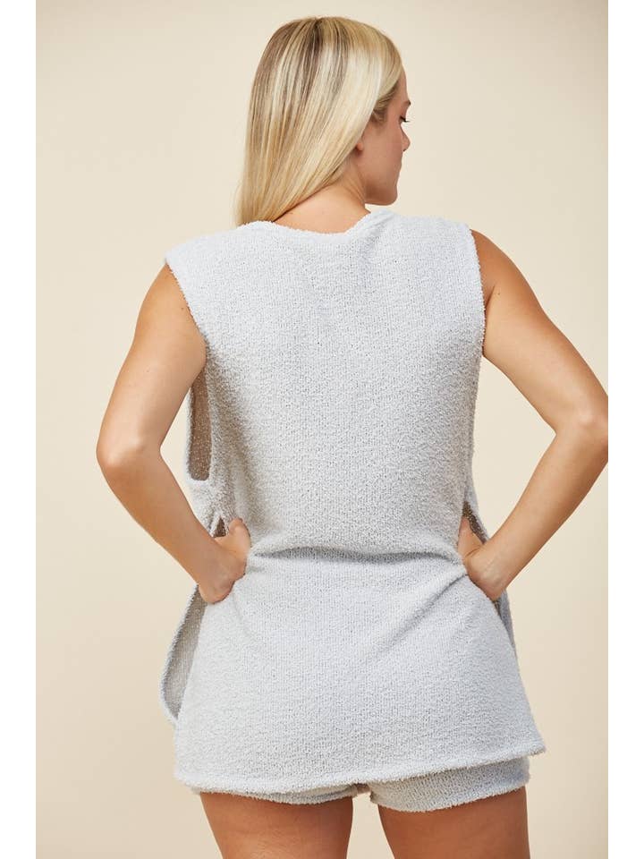 LT CINZA CONJUNTO DE CALÇÕES E TANQUES SEM MANGAS DE TEXTURA MACIA 7008CA para venda a revendedores na Faire3