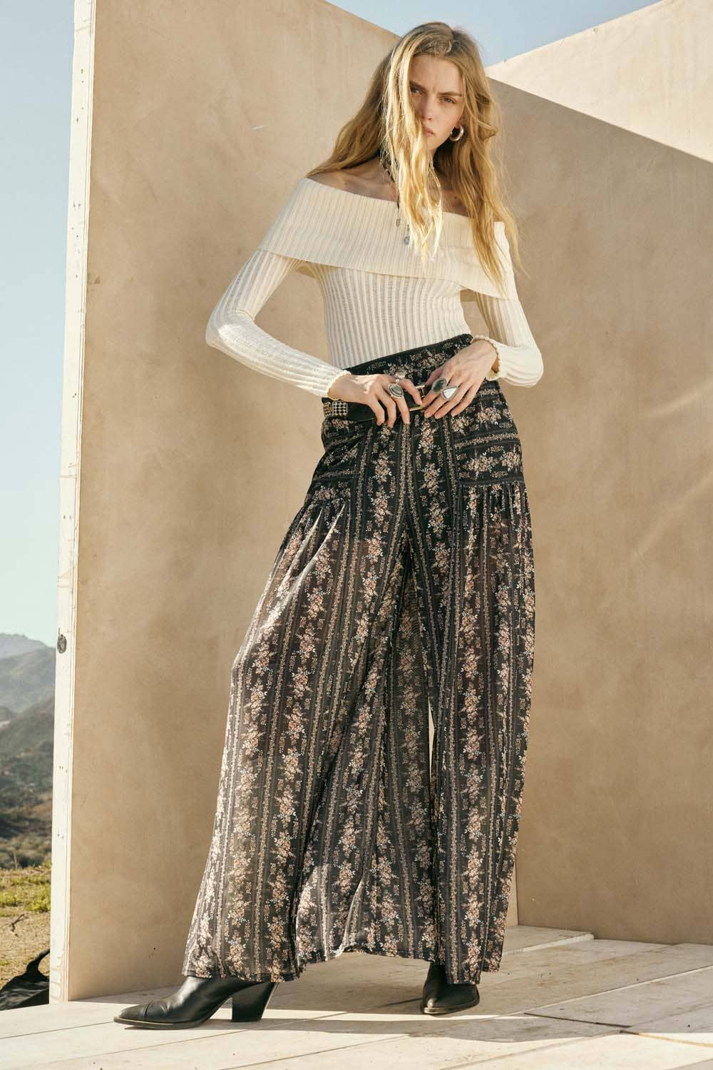 Promesa USA - Wholesale Knit Sweater - Women's - Sheer Rib-Knit Off-Shoulder Foldover Sweater14