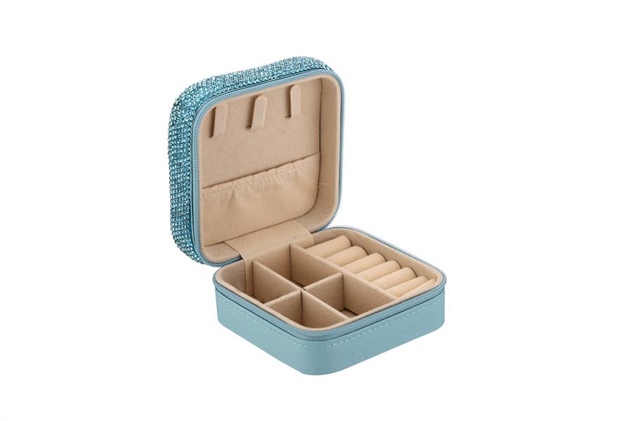 Nima Accessories Inc – Engroshandel Smykkesskrin – Rhinestone Square Smykkeskrin med flere rum5