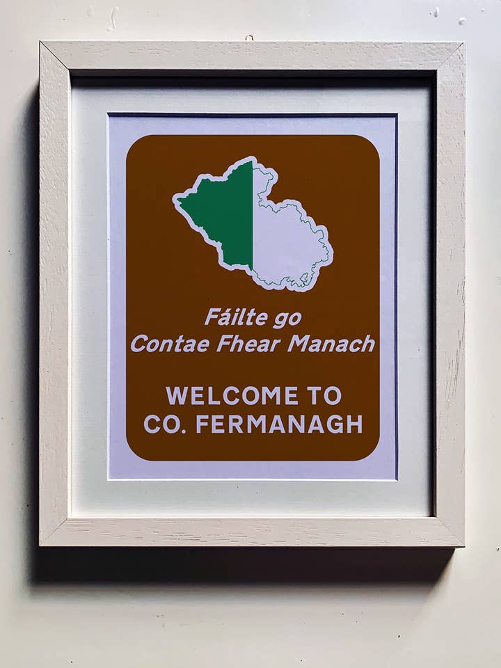 10x12'' Mounted Print - Welcome to County Fermanagh for wholesale by Clemence Prosen Art & Design