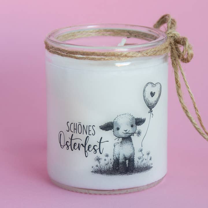 Osterkerze Schönes Osterfest, Lamm Luftballon, Unparfümiert für den Großhandel von Emma's Summer