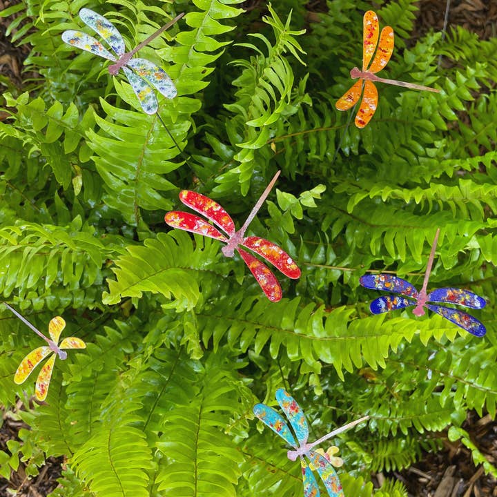 Clever Goods by Annabelle Noel Designs - Wholesale Garden/Lawn Stake - Medium Copper Enamel Dragonflies