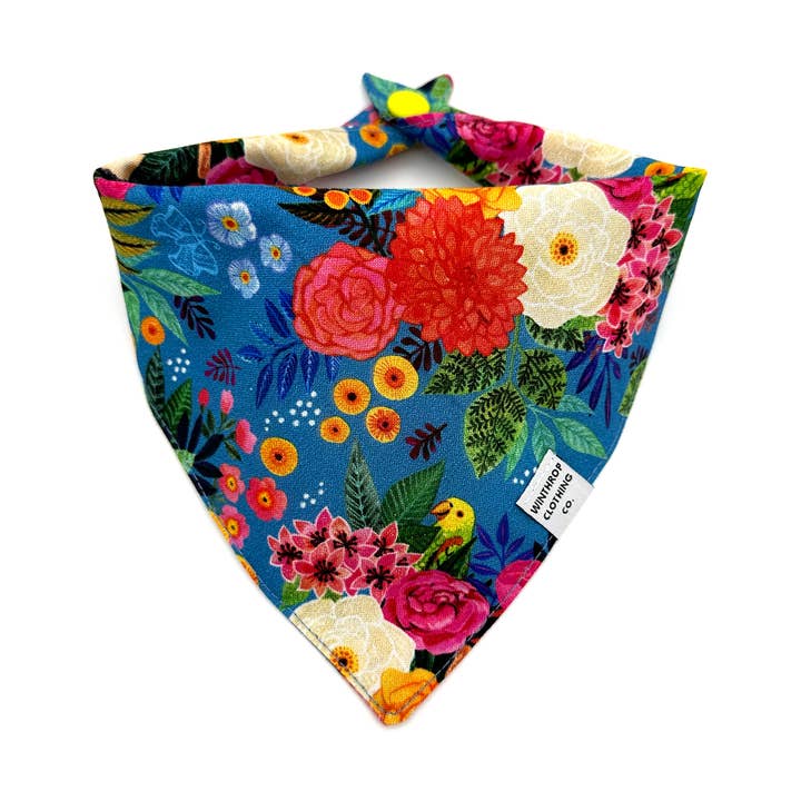 Frida Kahlo (Blue) Dog Bandana for wholesale by Winthrop Clothing Co.