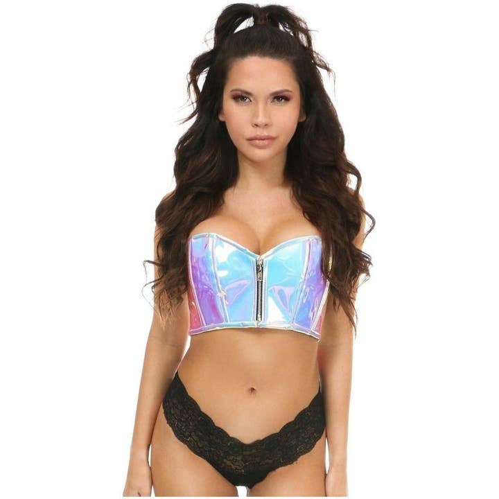 Överdådig Blå/Lila Holo Kort Bustier Topp för wholesale av Daisy Corsets