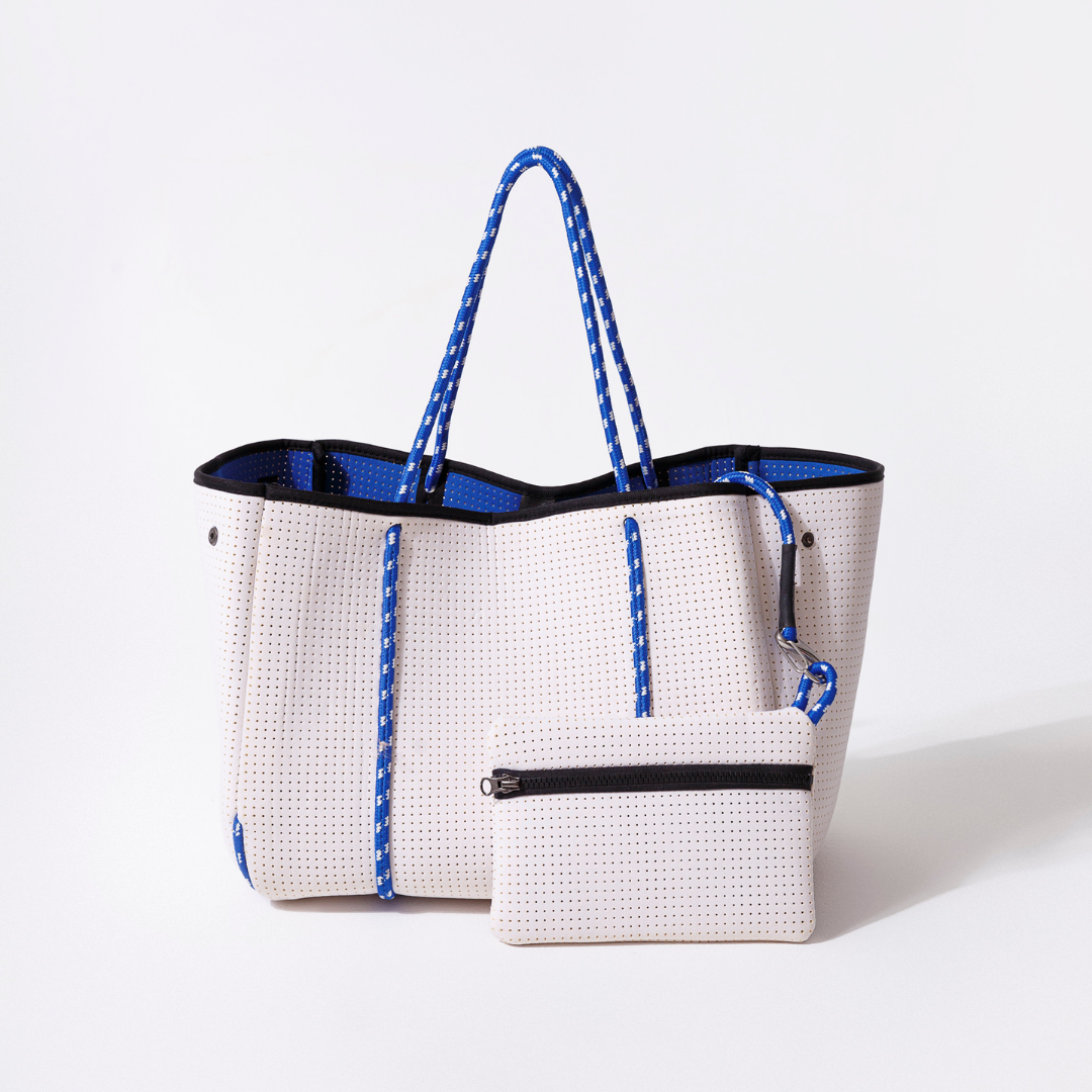 Pop Ups Brand - Wholesale Tote Bag - Women's - LARGE NEOPRENE TOTE BAG WHITE AND BLUES1