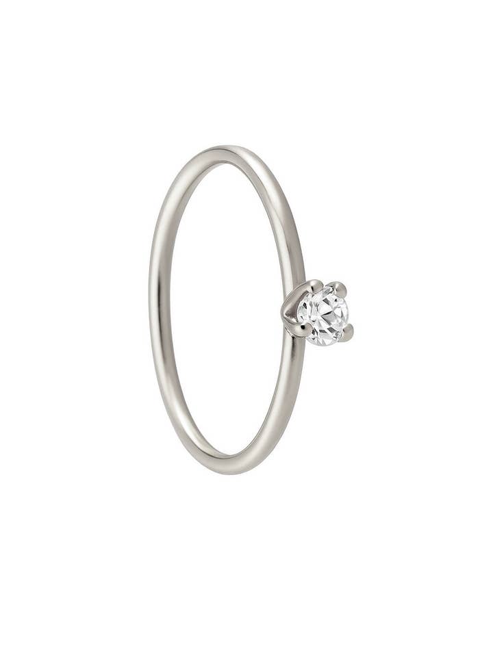 1 stone silver nose ring for pierced and non pierced nose for wholesale by Ava’s Accessory Box