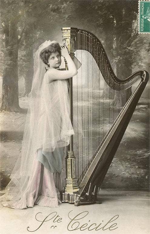 Found Image Press - Wholesale Art Print - Art Print MS-160 St. Cecile Posing with Harp