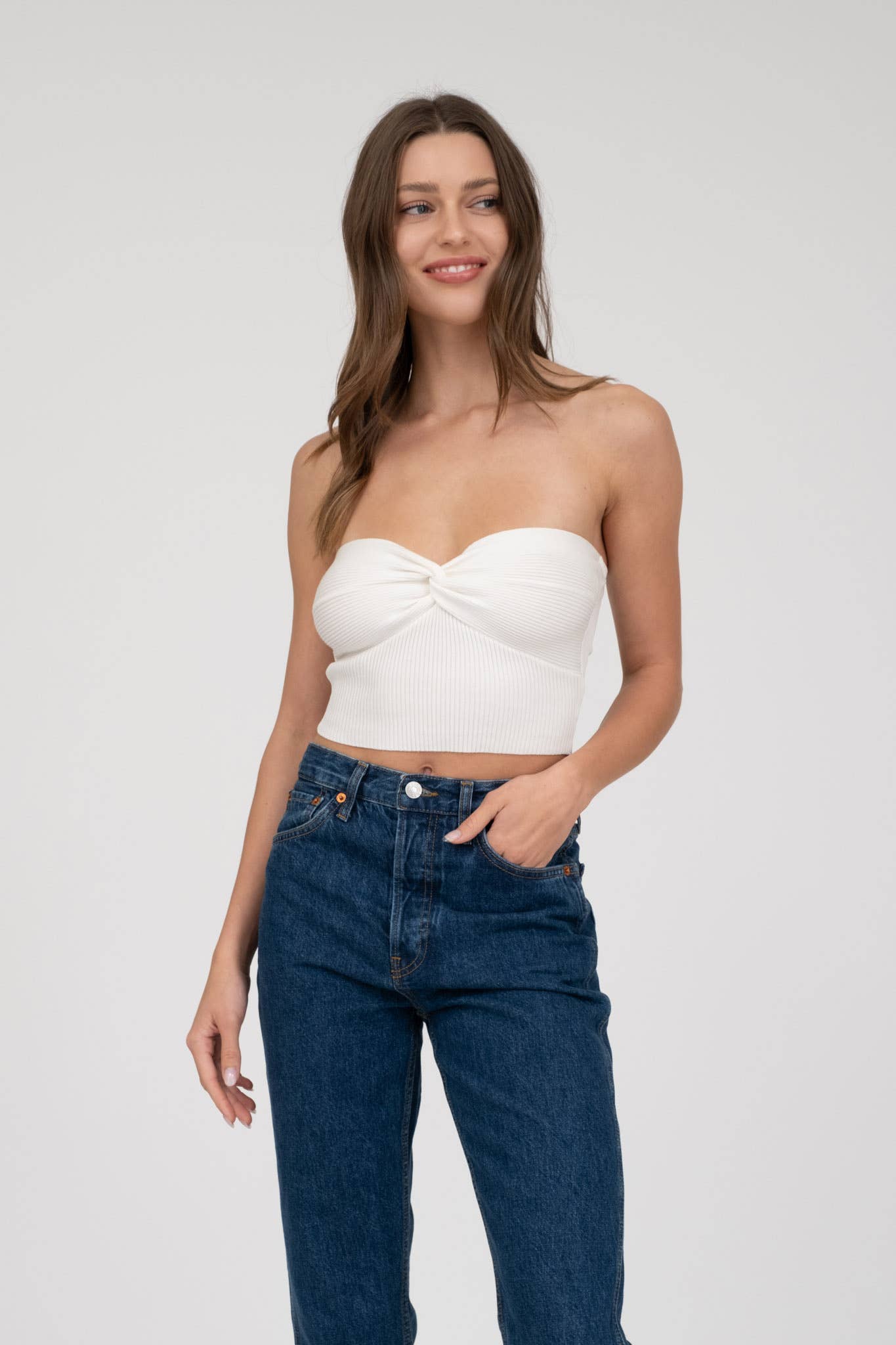 The Workshop Studio - Wholesale Knit Top - Women's - STRAPLESS TWIST FRONT KNIT CROP TOP (PRE-ORDER)29