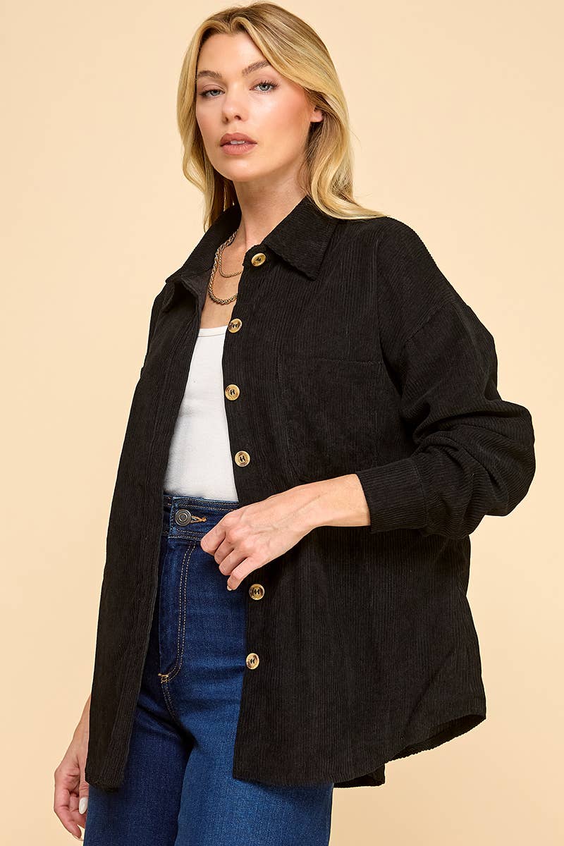 Cezele - Venta al por mayor Camisa con botones - Mujer - Camisa de pana abotonada de gran tamaño11