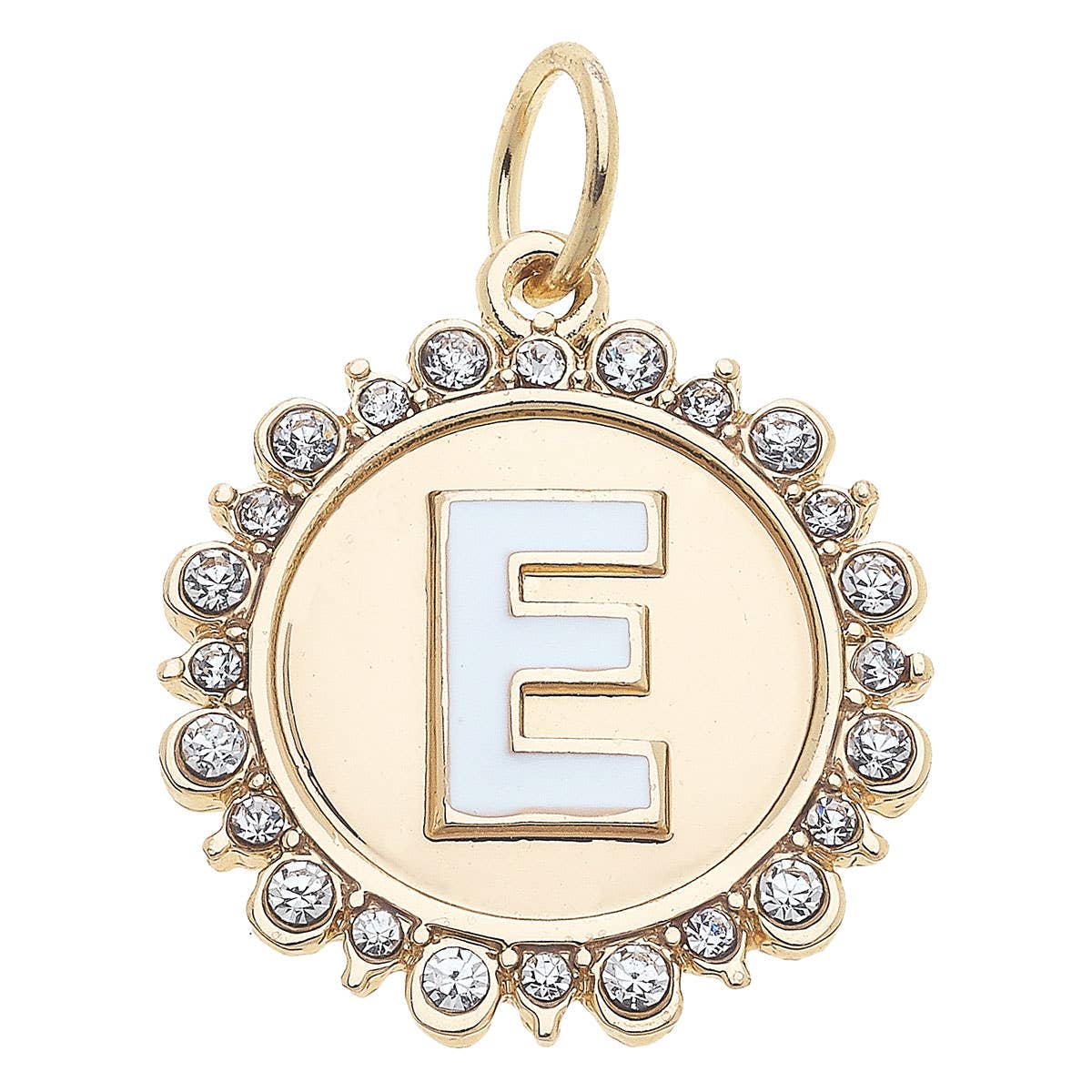Canvas Style - Wholesale Individual Charm/Pendant - Rhinestone Letter Disc Charm in Shiny Gold4