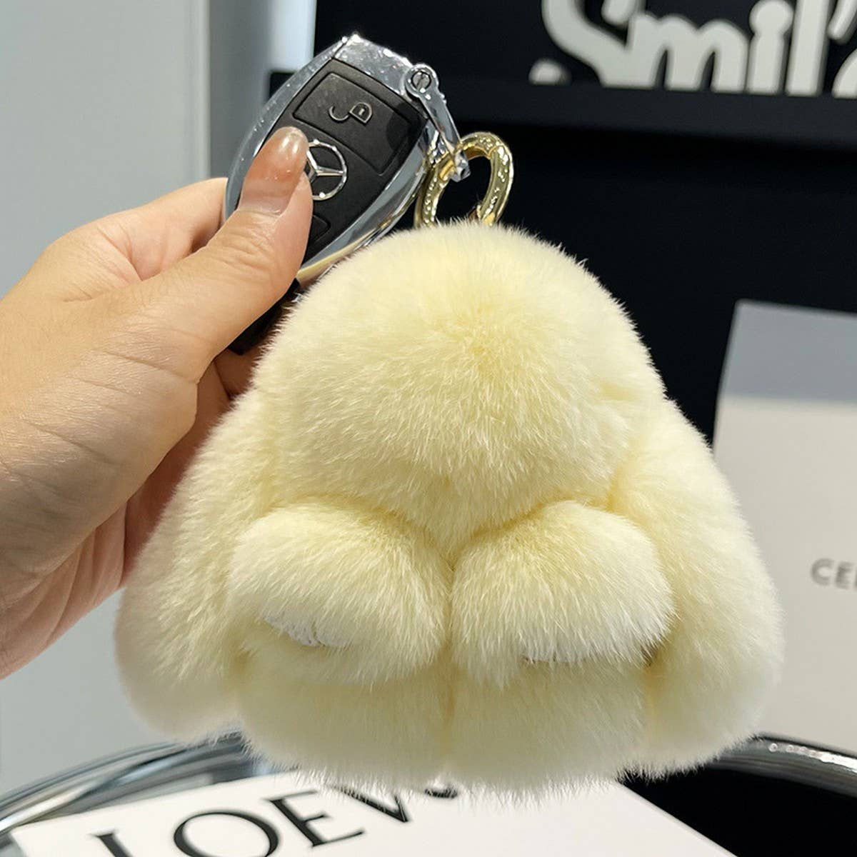 ACCITY - Wholesale Keychain - Unisex - NEW MINI CUTE PLUSH BUNNY CAR KEYCHAIN PENDANT_CWMM244813