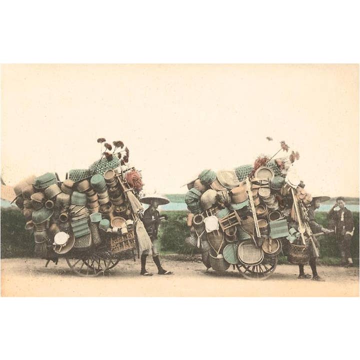 Postcard JN-292 Heavily Laden Carts for wholesale by Found Image Press
