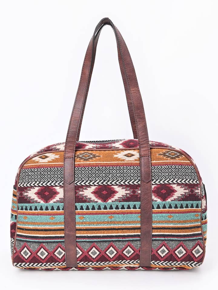 Southwestern Woven Duffle Bag for wholesale by Ganges Grain Inc