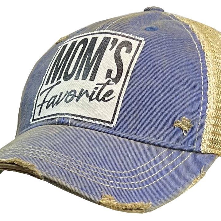 Mom's Favorite Distressed Trucker Hat Baseball Cap for wholesale by Vintage Life