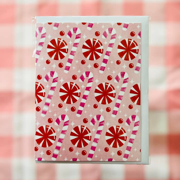 Candy Canes And Peppermints Christmas Card for wholesale by club daydream