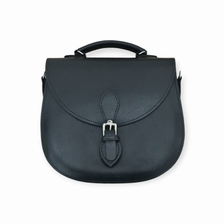 Handmade Tannery Leather Saddle Bag - Black for wholesale by Zatchels