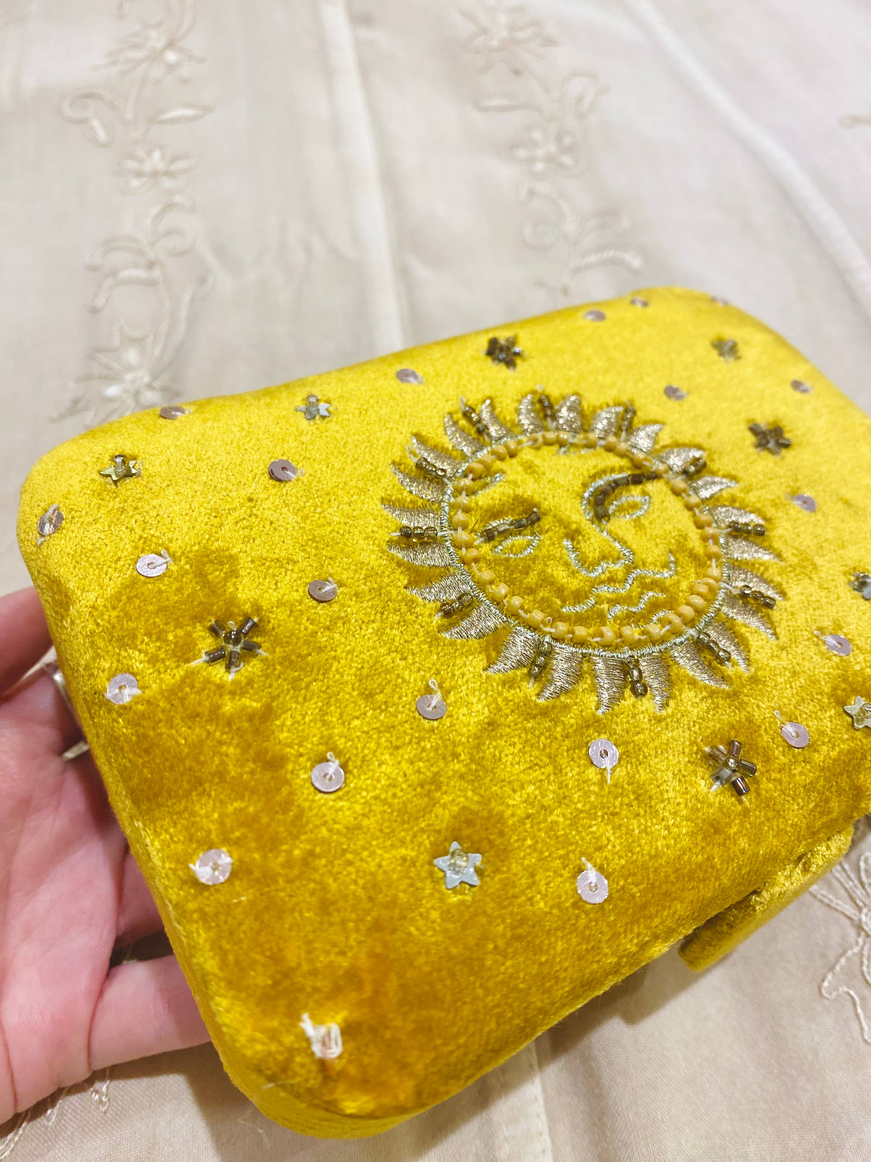 Temple of Treasure - Wholesale Jewelry Box/Organizer - Sun Velvet Tarot Jewelry Box yellow beads1