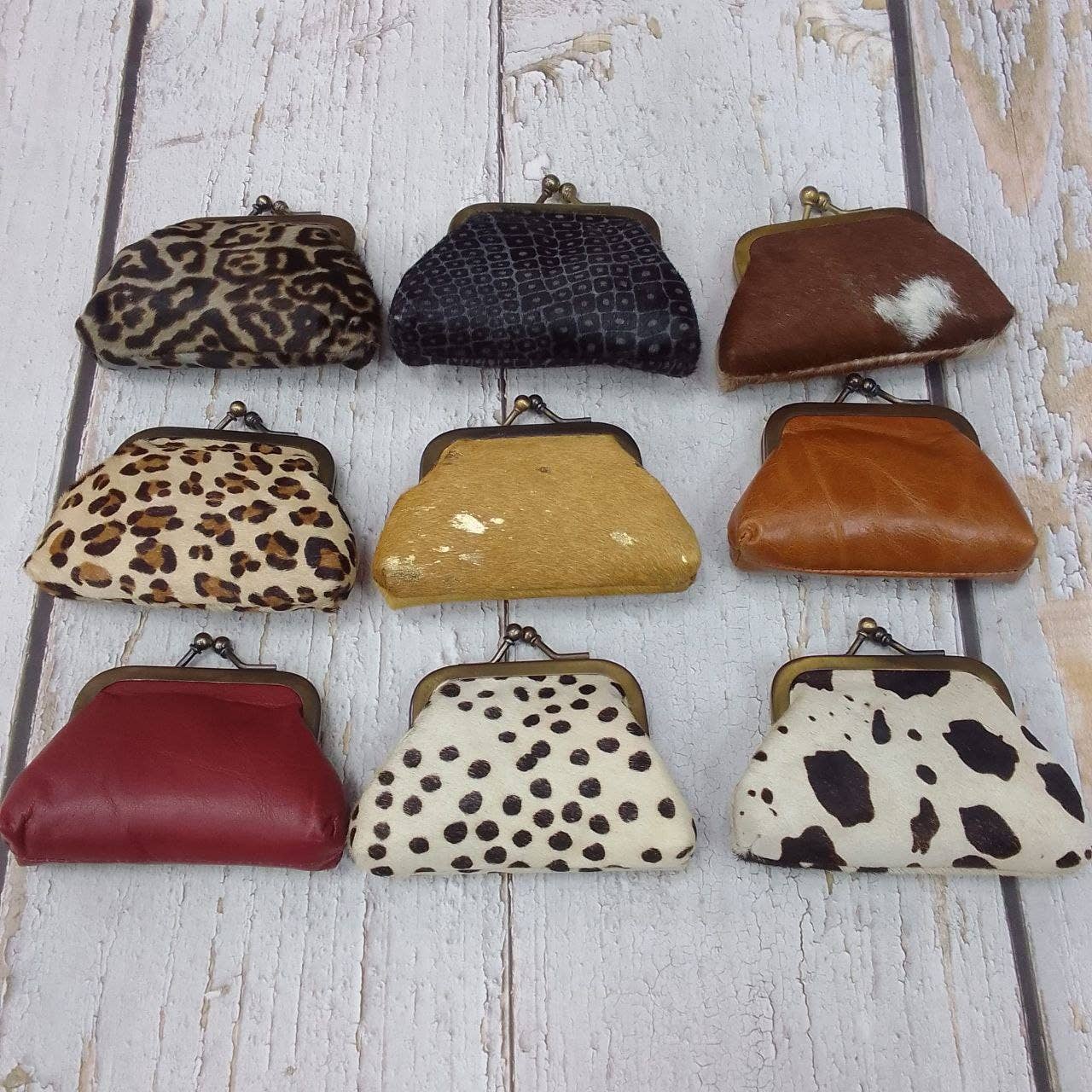 Hecho a mano – Porta-moedas - Mulher por atacado – Porta-moedas com estampa de animal e fecho metálico P1