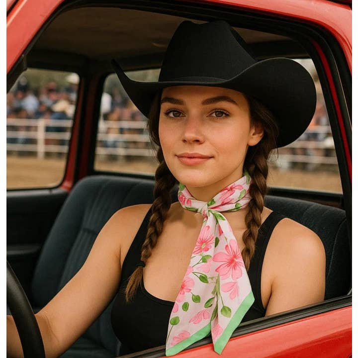Pink and Green Western Skinny Mini Wild Rag Scarf / Cowgirl Necktie #TW139 for wholesale by Rodeo Drive