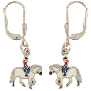 Horse with girl earrings white 925 silver for wholesale by Janusch