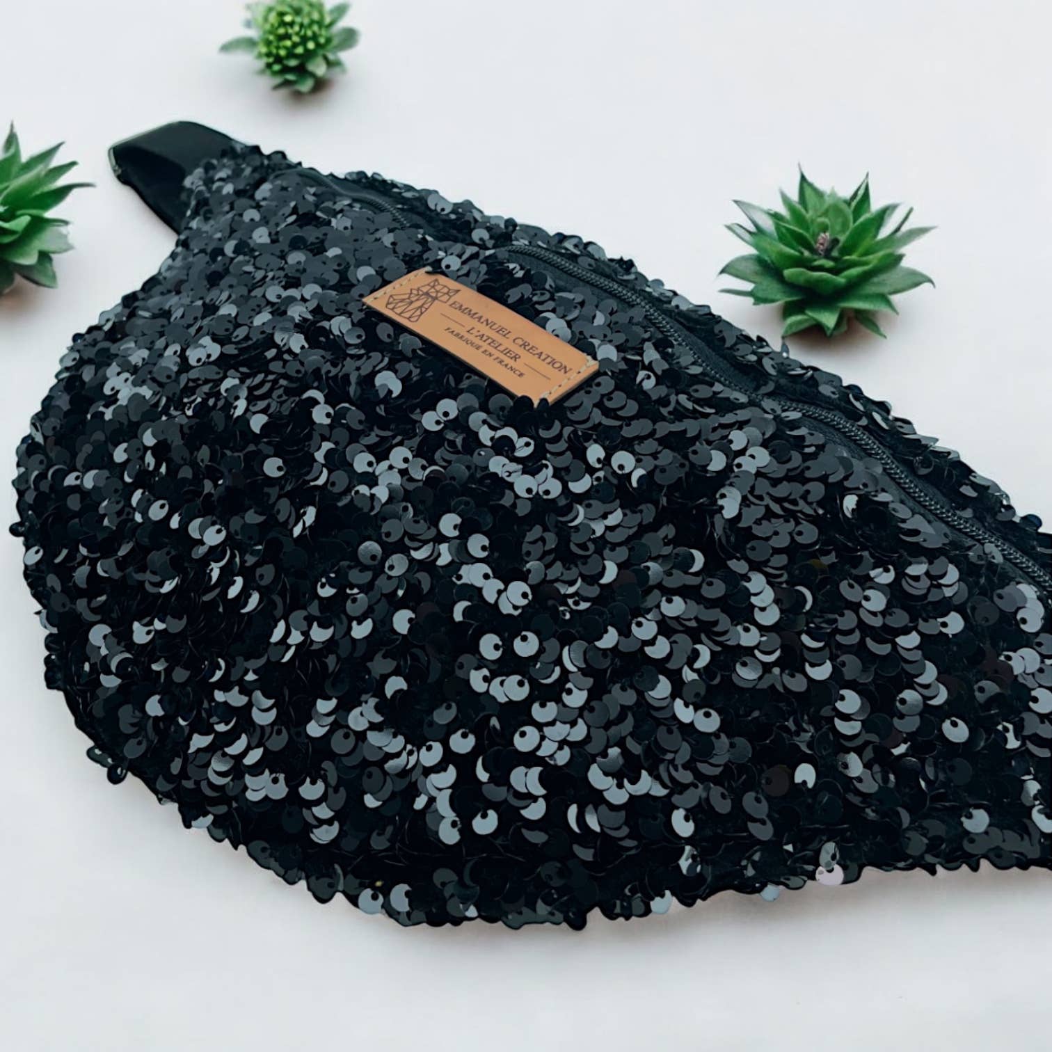 Emmanuel Création - Wholesale Schoudertas - Dames - Heuptasje, "Sequin" zwart2