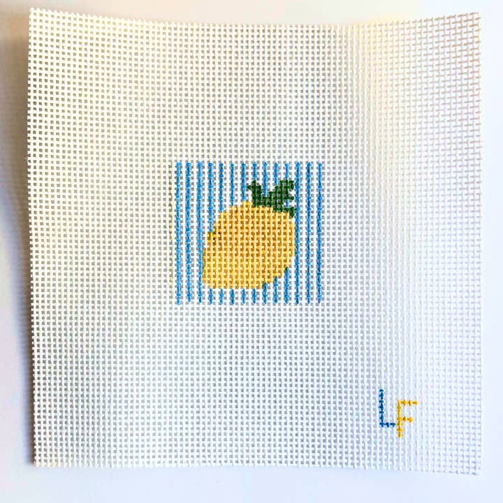 Lemon Needlepoint Canvas – 2" Charm for wholesale by La Fete Needlepoint