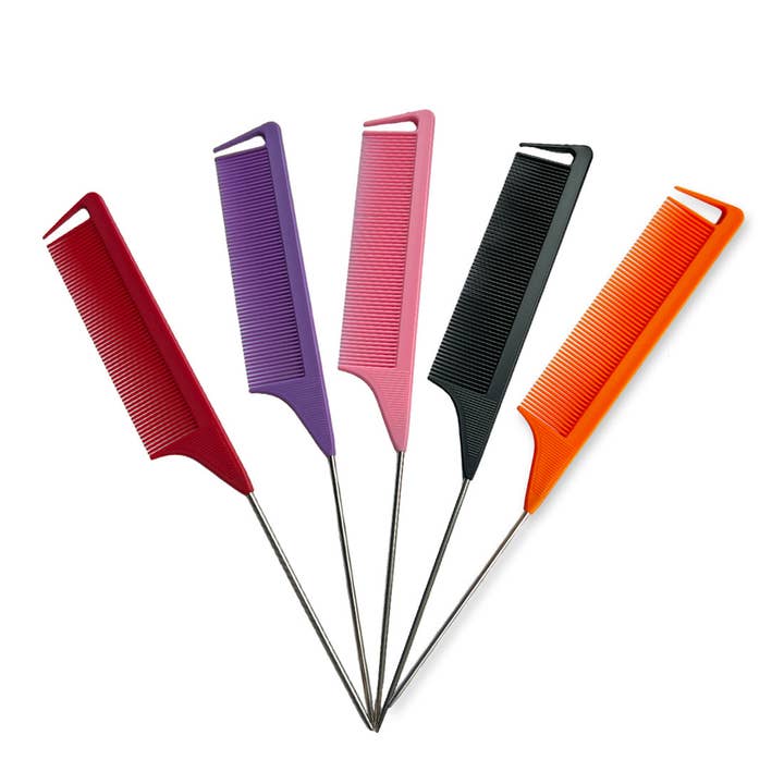 AfricanFabs - Wholesale Hair Brush/Comb - Professional Pin Tail Parting comb - Braids Rat Tail Hair Comb - Purple